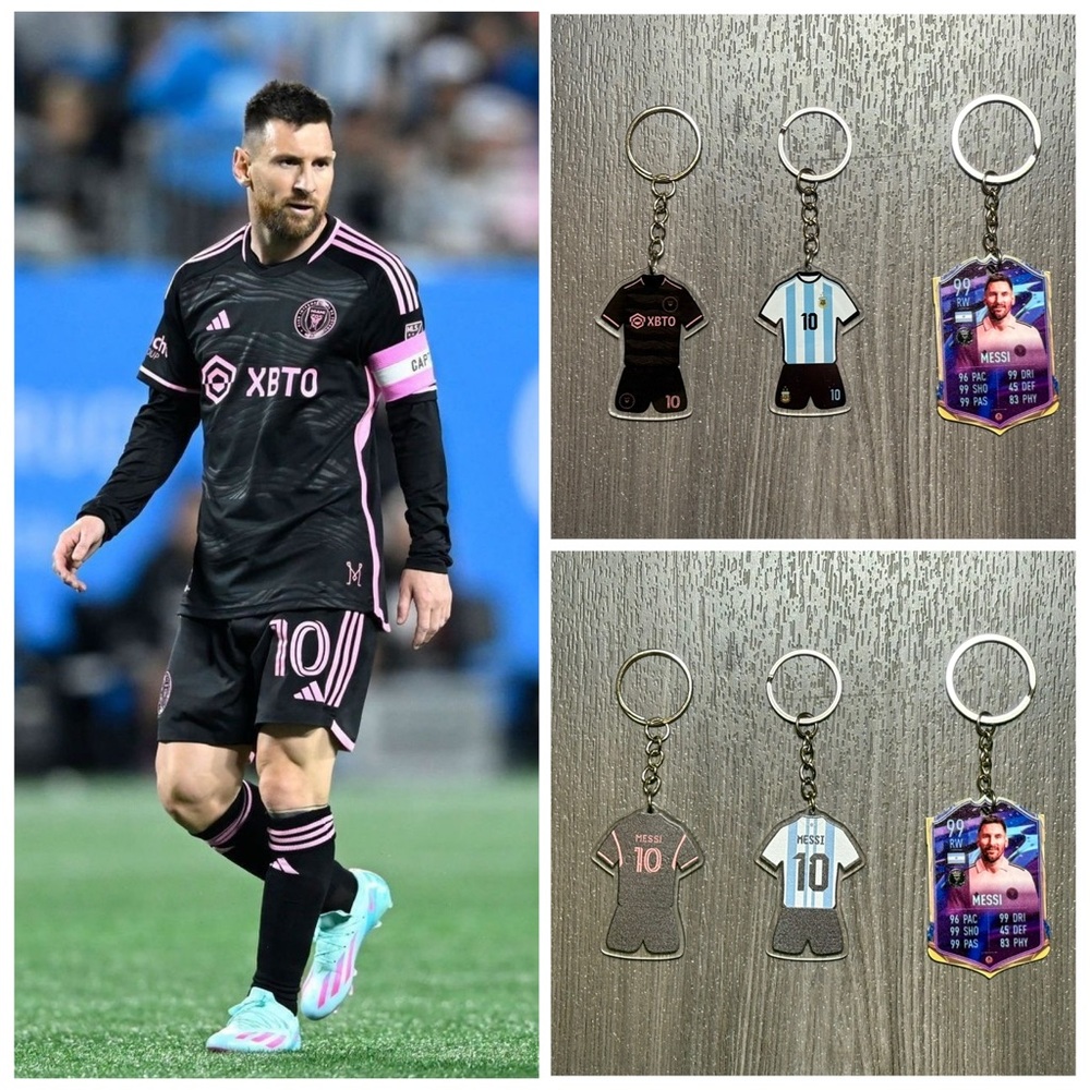 Messi Inter Miami Away & Argentina Jersey Kit – 3 Keychains Bundle